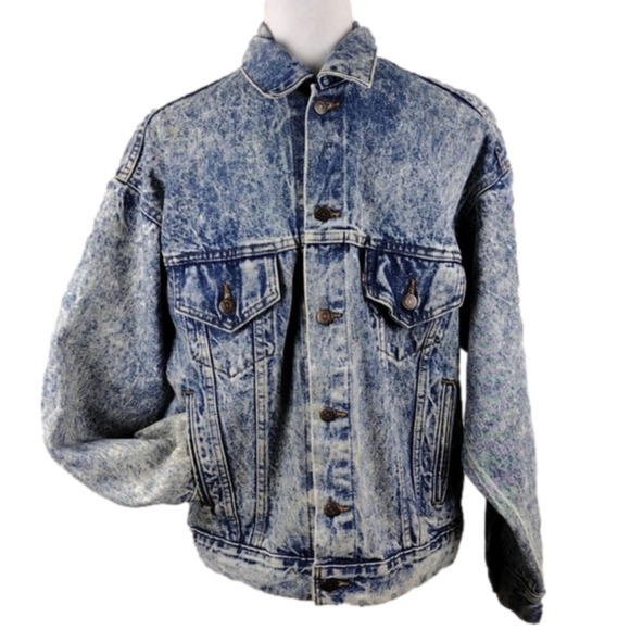 Levi's Vintage Blue Stone Wash Long Sleeve Button Front Trucker Jean Jacket - Picture 1 of 16